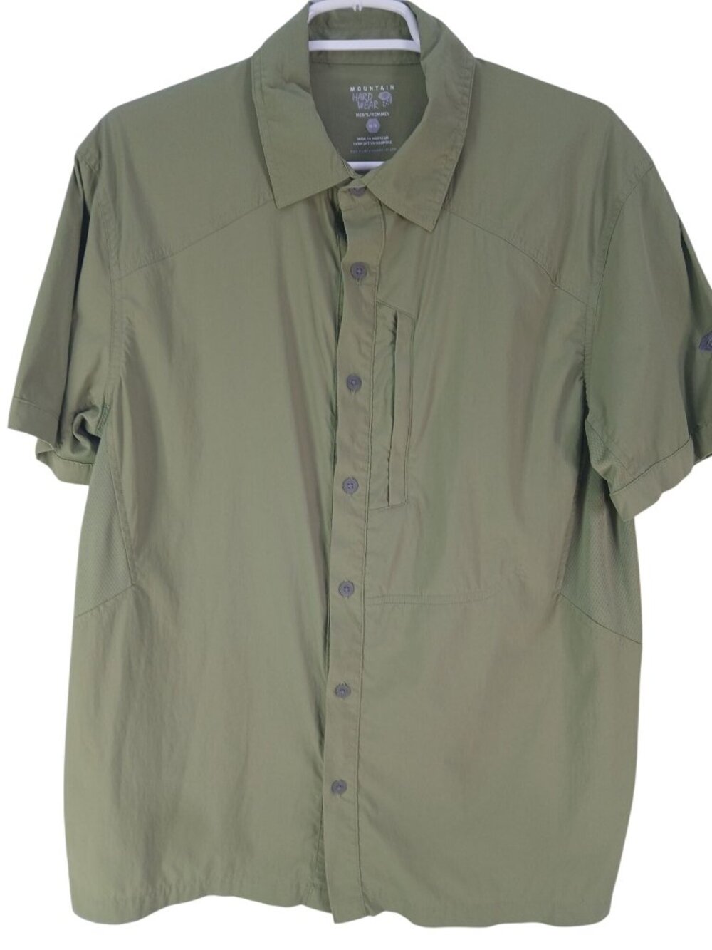Mountain Hardwear Mens Green Short Sleeve Button Up Outdoor Shirt M Mesh Nylon